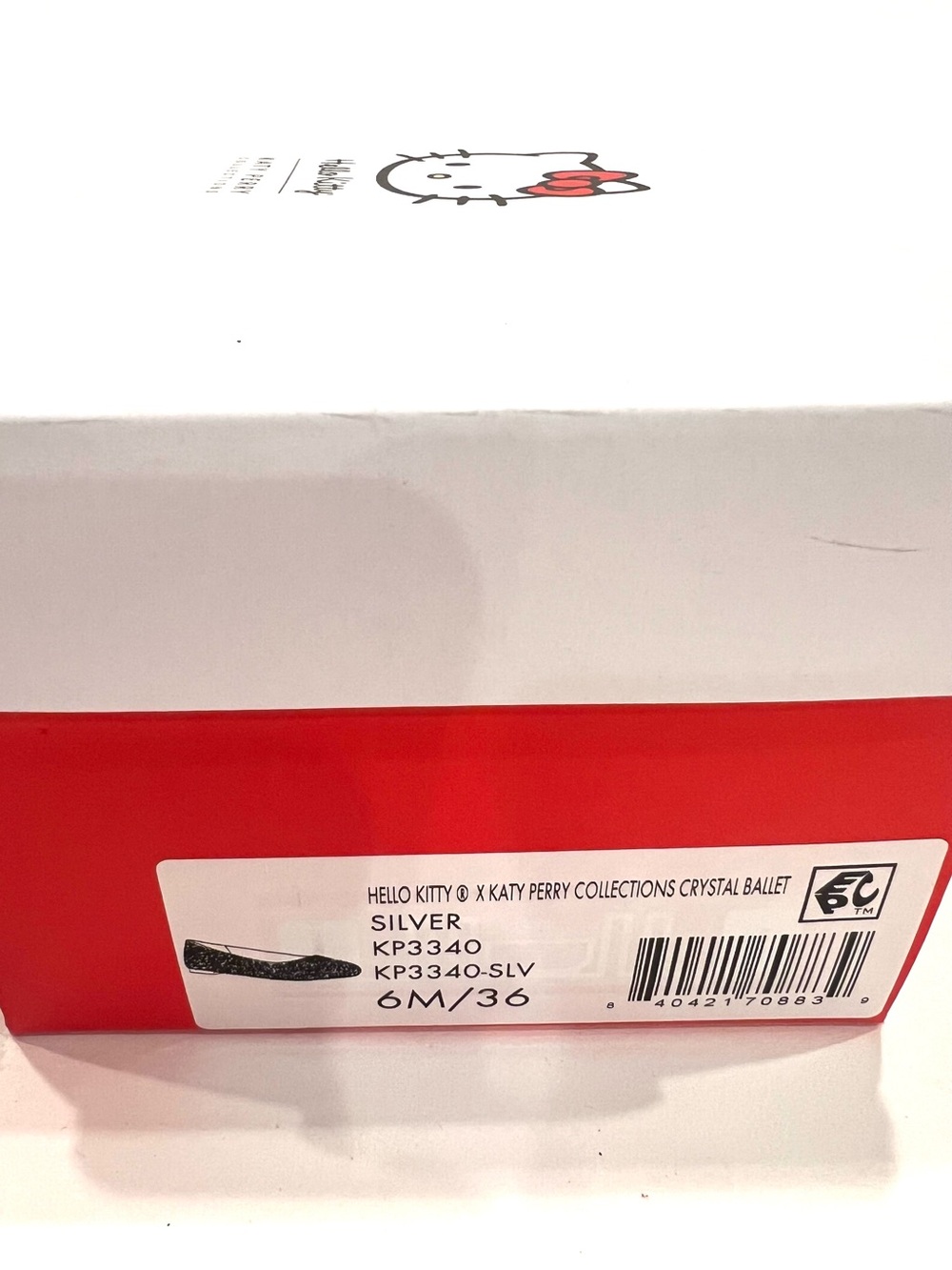 Katy Perry Collections x Hello Kitty Silver Crystal Rhinestone Ballet Flats NEW - Picture 11 of 12